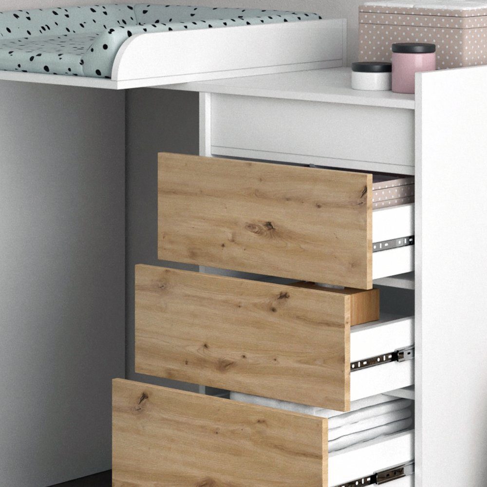 Vicco Wickelkommode Wickeltisch Waschschrank Alf Weiß Artisan Eiche