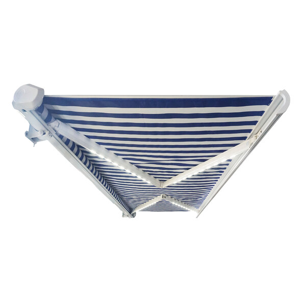 LED-Vollkassettenmarkise ELOS V2 inkl. Windsensor marineblau-weiß, 350 x 250 cm