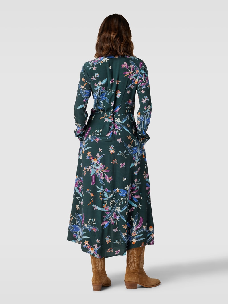 Maxikleid mit Allover-Muster in smaragdgrün