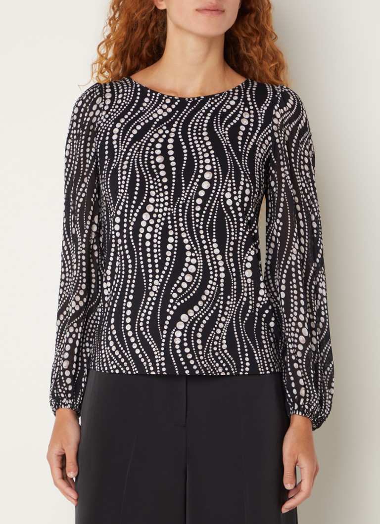 Phase Eight Patricia top with balloon sleeves and print