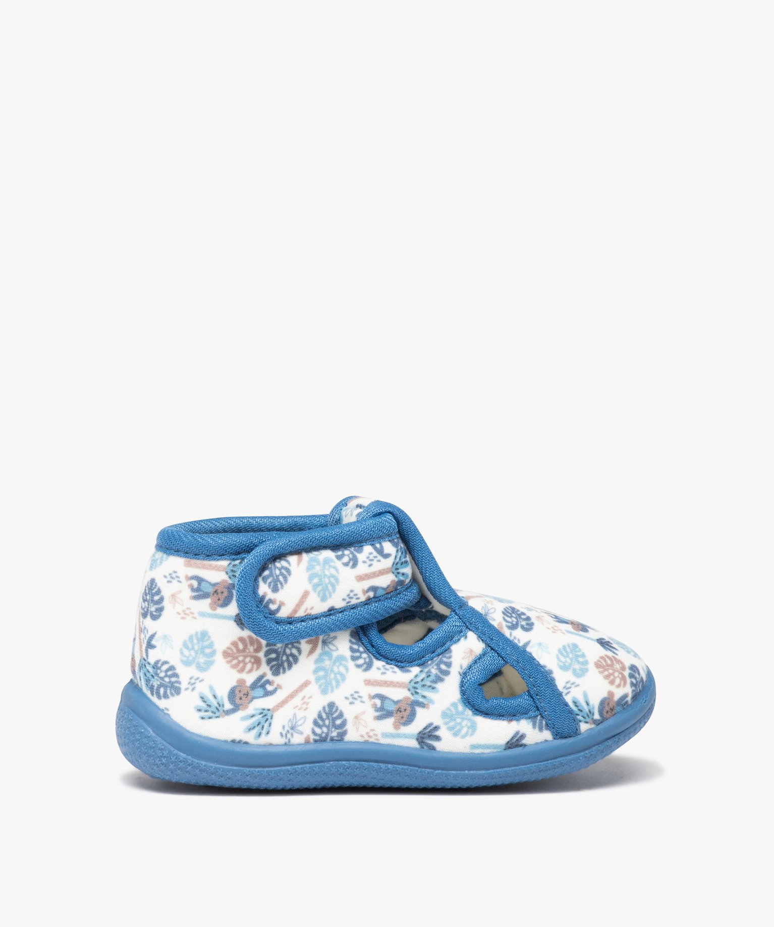 Chaussons bébé avec motifs exotiques et fermeture scratch bleu | GEMO