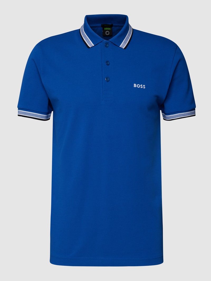 Regular Fit Poloshirt mit Label-Stitching Modell 'Paddy' in marineblau meliert