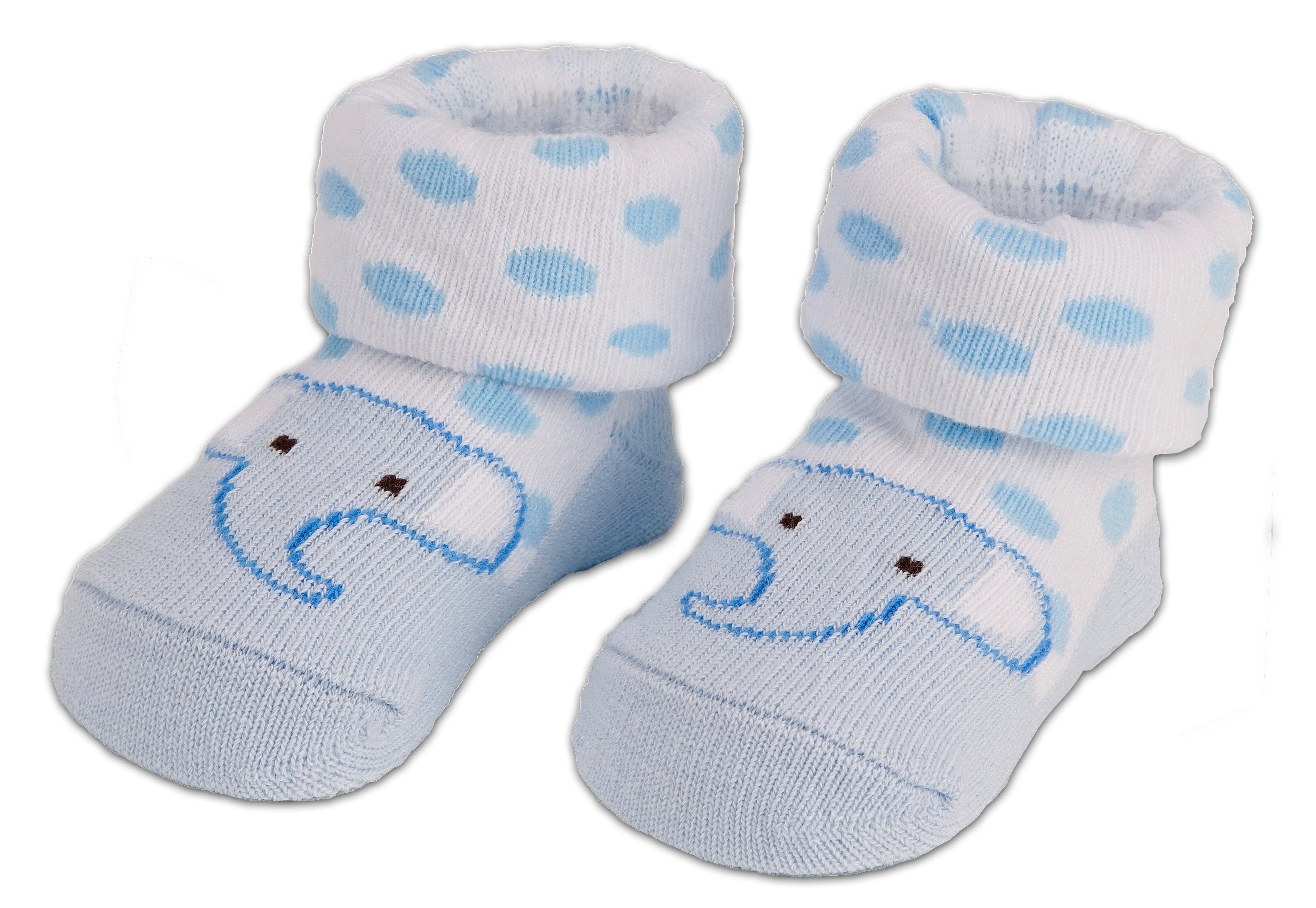 BRUBAKER Socken Babysocken für Jungen und Mädchen 0-12 Monate (4-Paar, Baumwollsocken mit Tier Motiven) Baby Geschenkset für Neugeborene in Geschenkverpackung mit Schleife