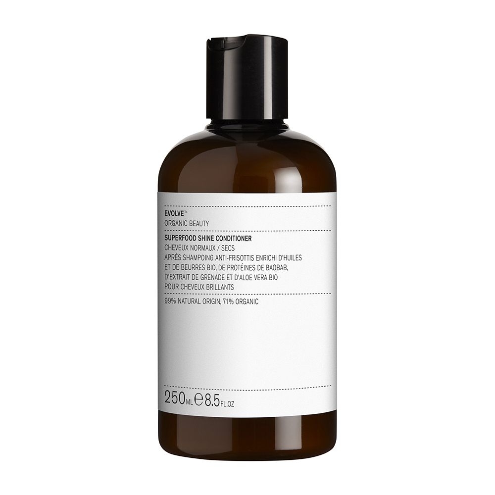 evolve organic beauty SUPERFOOD SHINE CONDITIONER Après shampoing anti-frisottis cheveux brillants