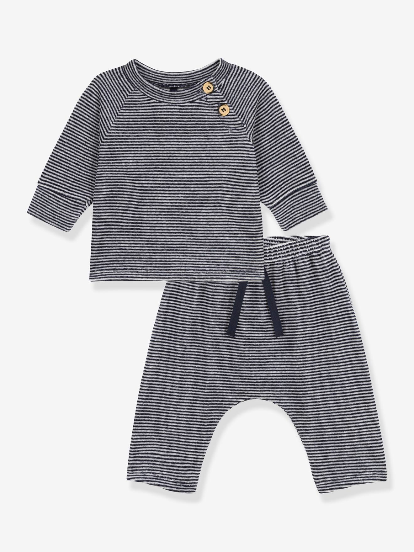 Petit Bateau Baby-Set: Jacke & Hose PETIT BATEAU, Samt - marine