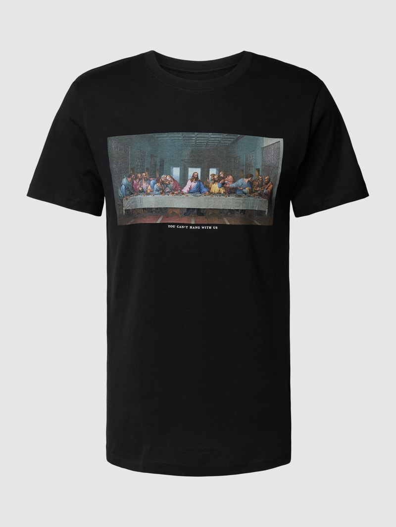T-Shirt mit Rundhalsausschnitt Modell 'Can´t Hang With Us in schwarz
