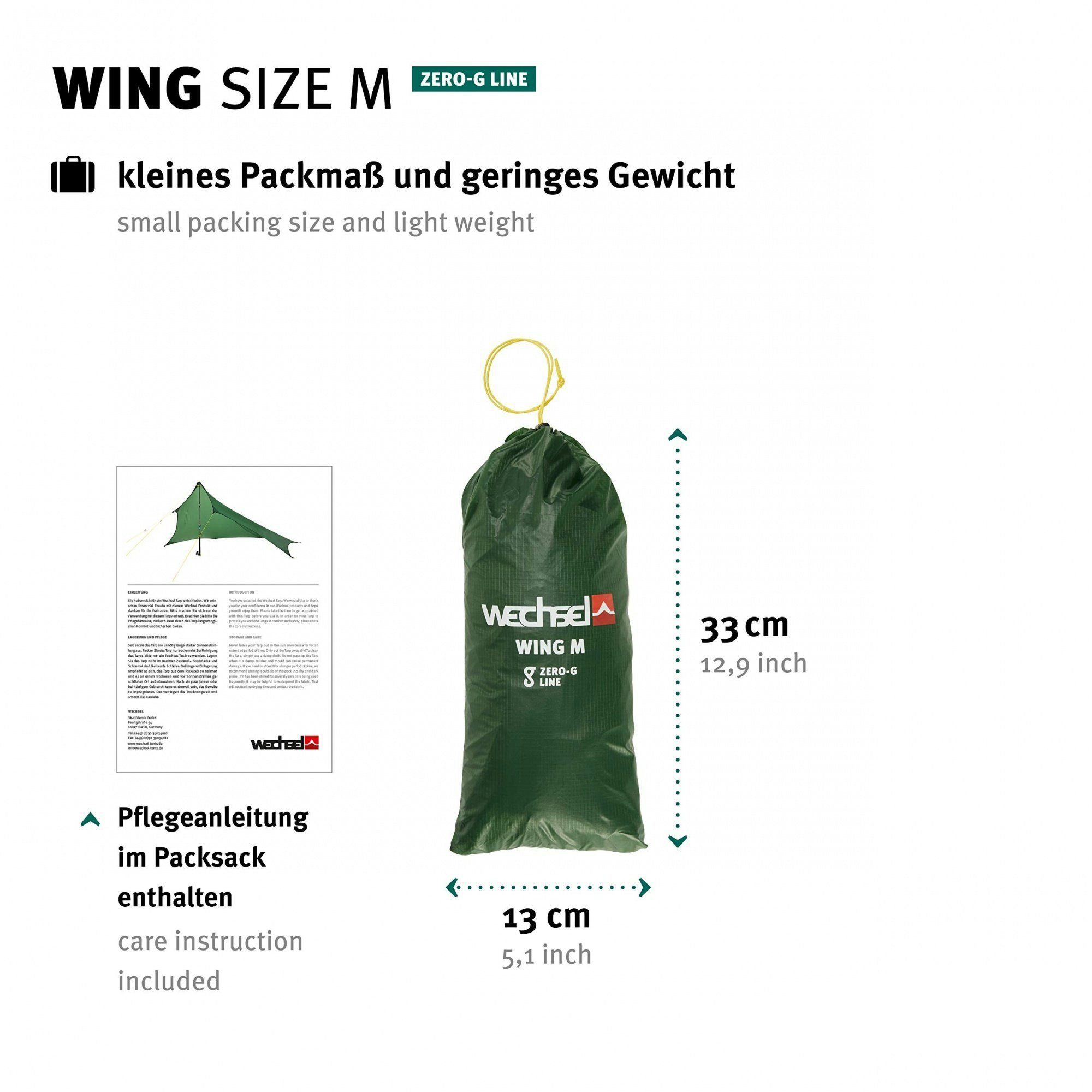 Wechsel Tents Tarp-Zelt Wing M - Camping Zeltdach, Personen: 4, Wetterschutz für Zelt, Hängematte, Garten, Grün