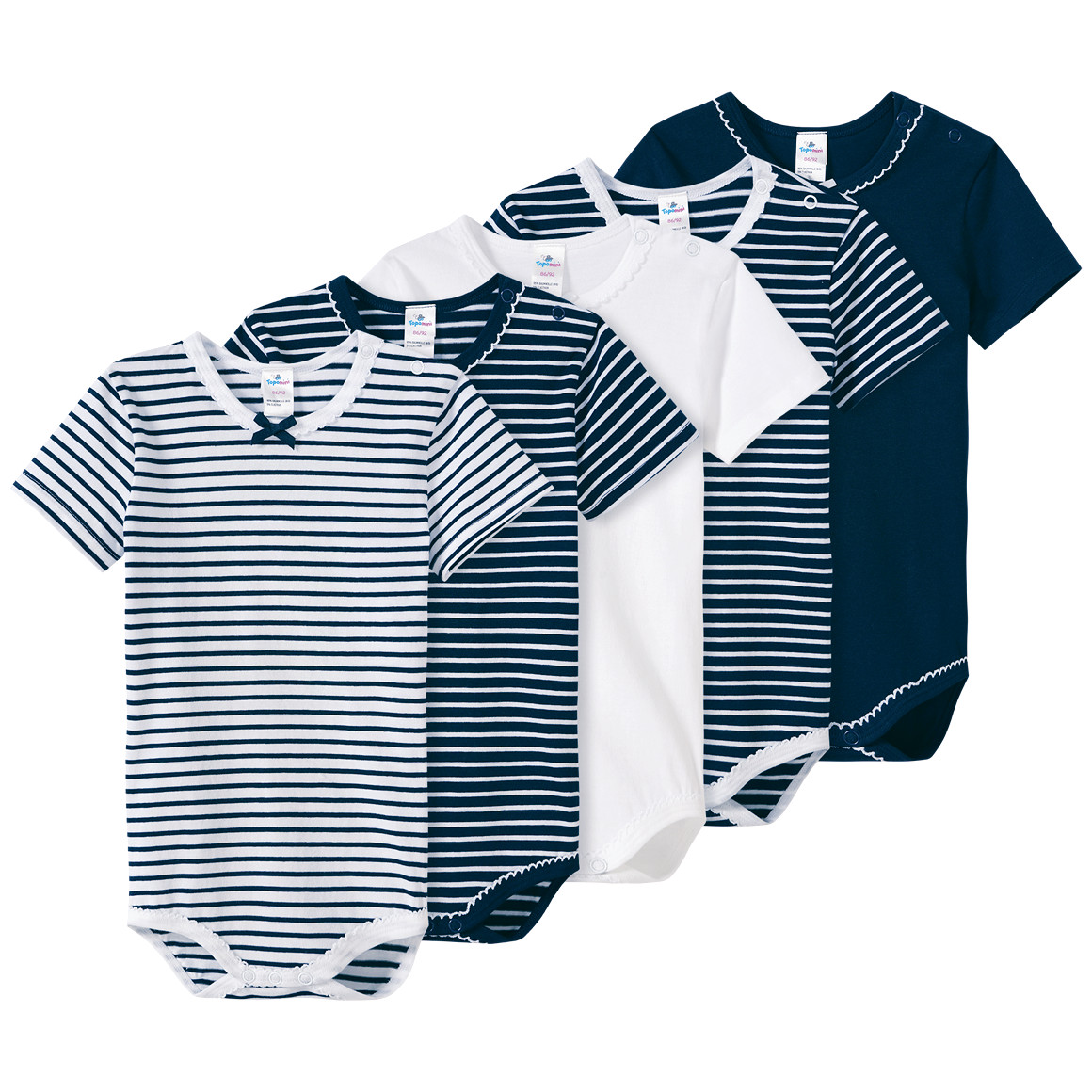 5 Baby Bodys mit Bio-Baumwolle