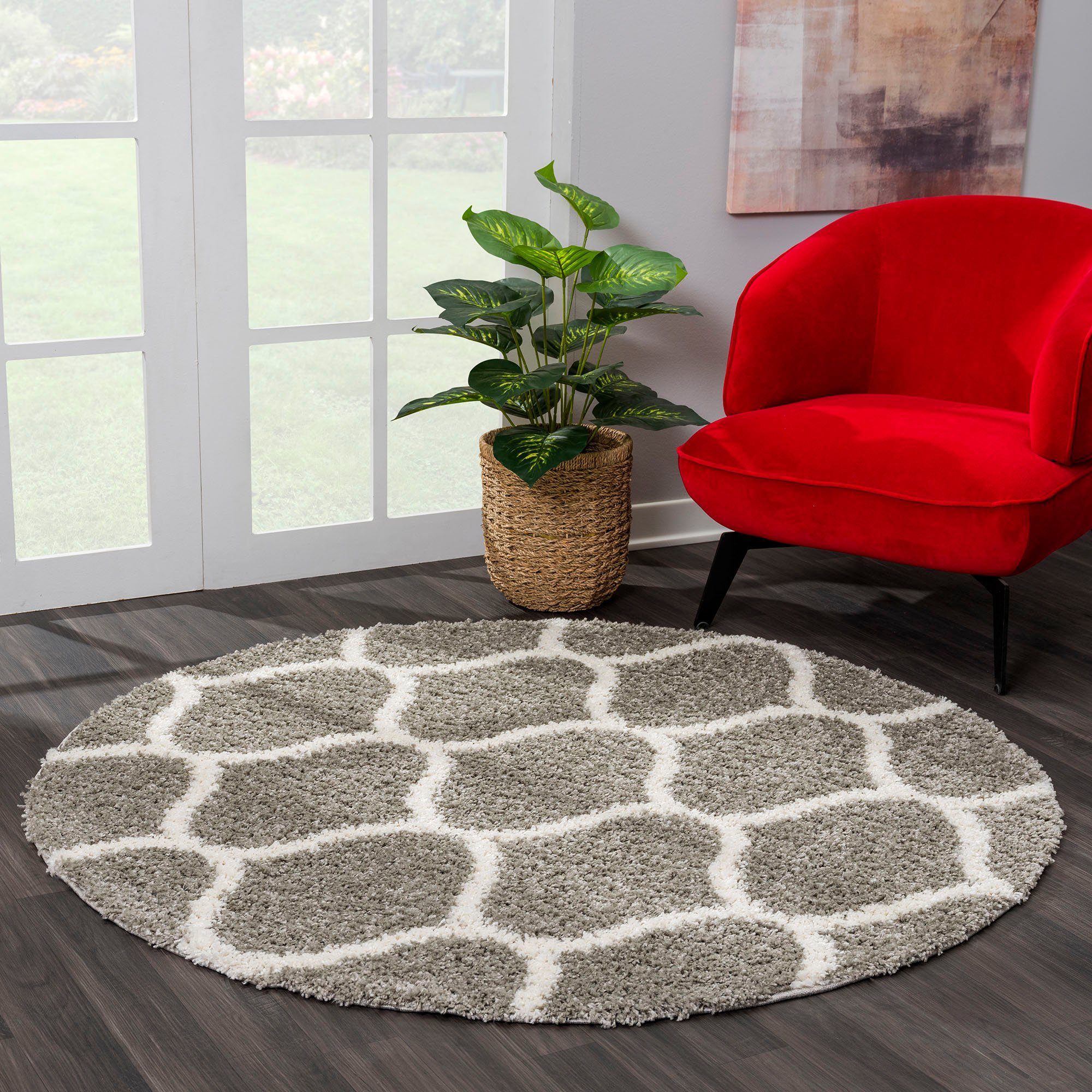 Hochflor-Teppich Madrid, Sanat, rund, Höhe: 30 mm, Wohnzimmer, Langflor, Shaggy Teppich