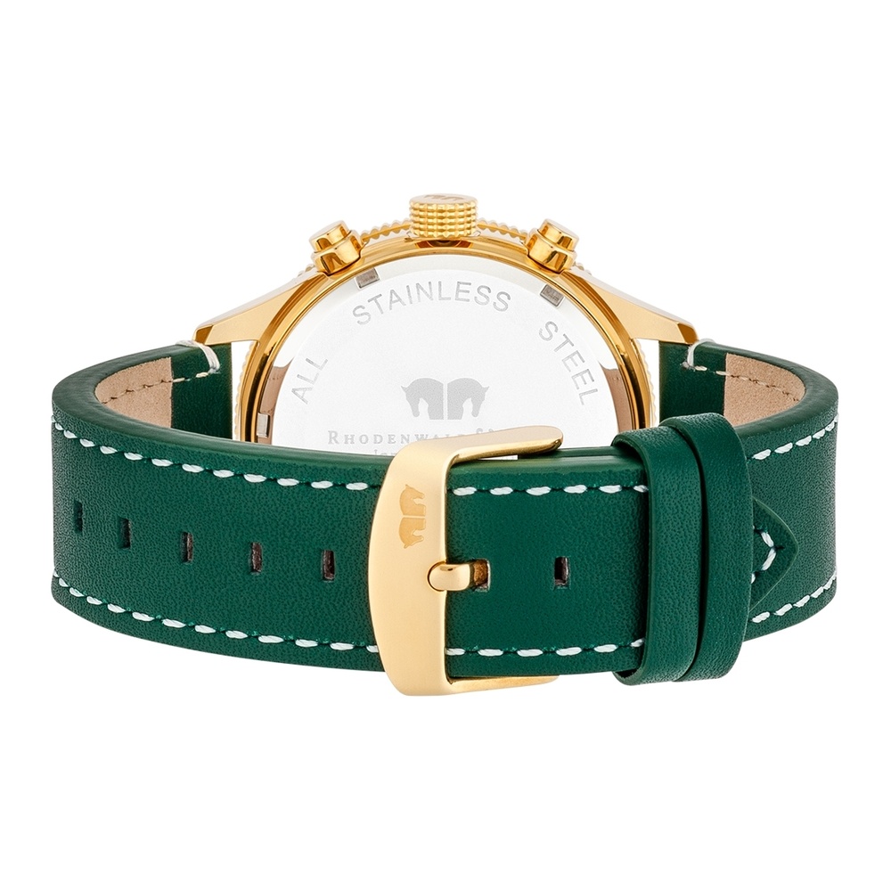 Rhodenwald & Söhne Chronographe Karthago II en Or jaune Cuir véritable en Vert Montre