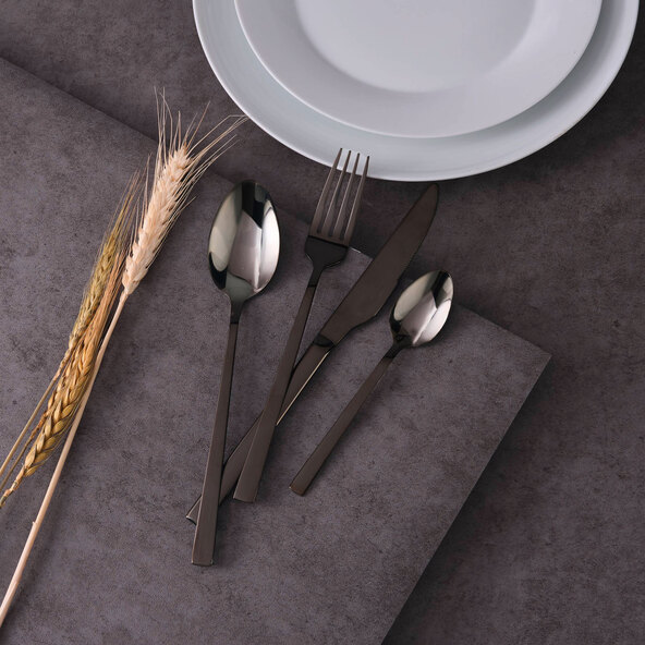 Besteck-Garnitur, schwarz, 16er Set