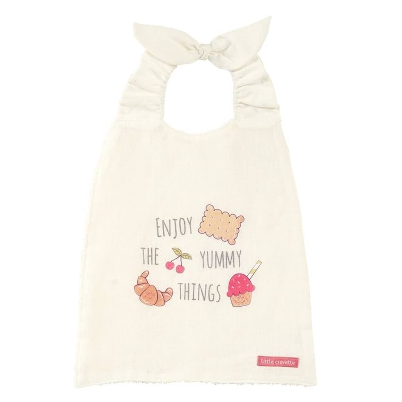 Bavoir élastiqué lin et coton bio* Yummy beige