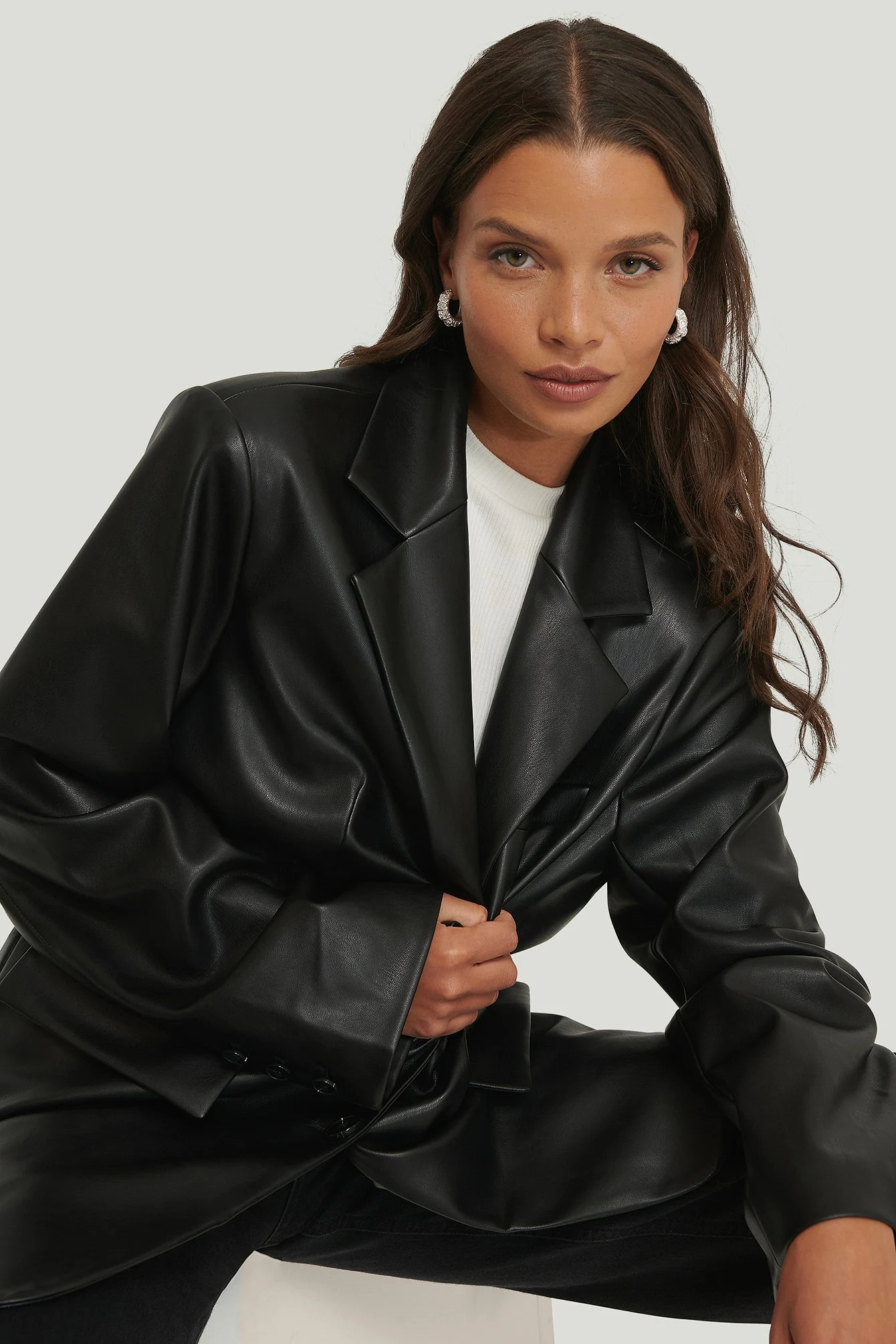 Maxi übergroßer PU-Blazer