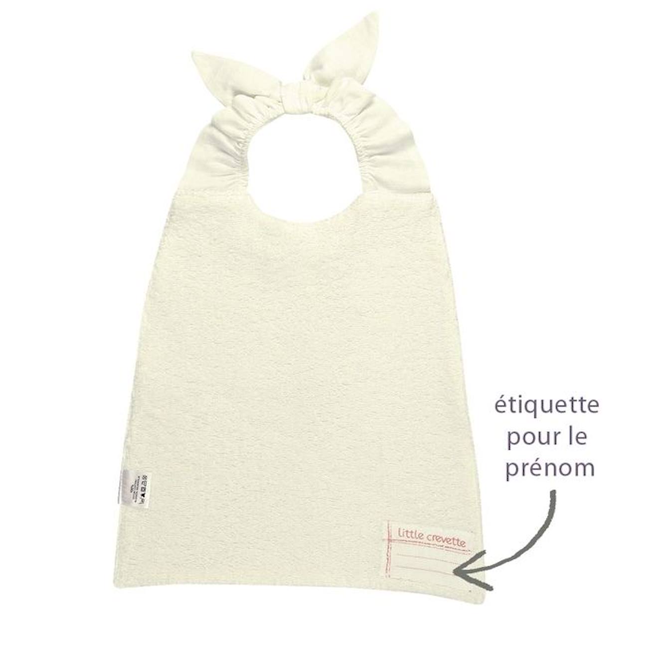 Bavoir élastiqué lin et coton bio* Le poisson c'est bon beige