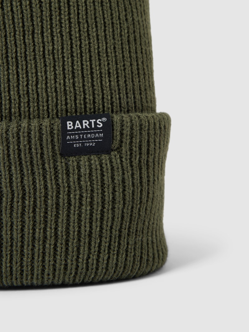 Beanie mit Label-Detail Modell 'KINABALU' in olivgrün