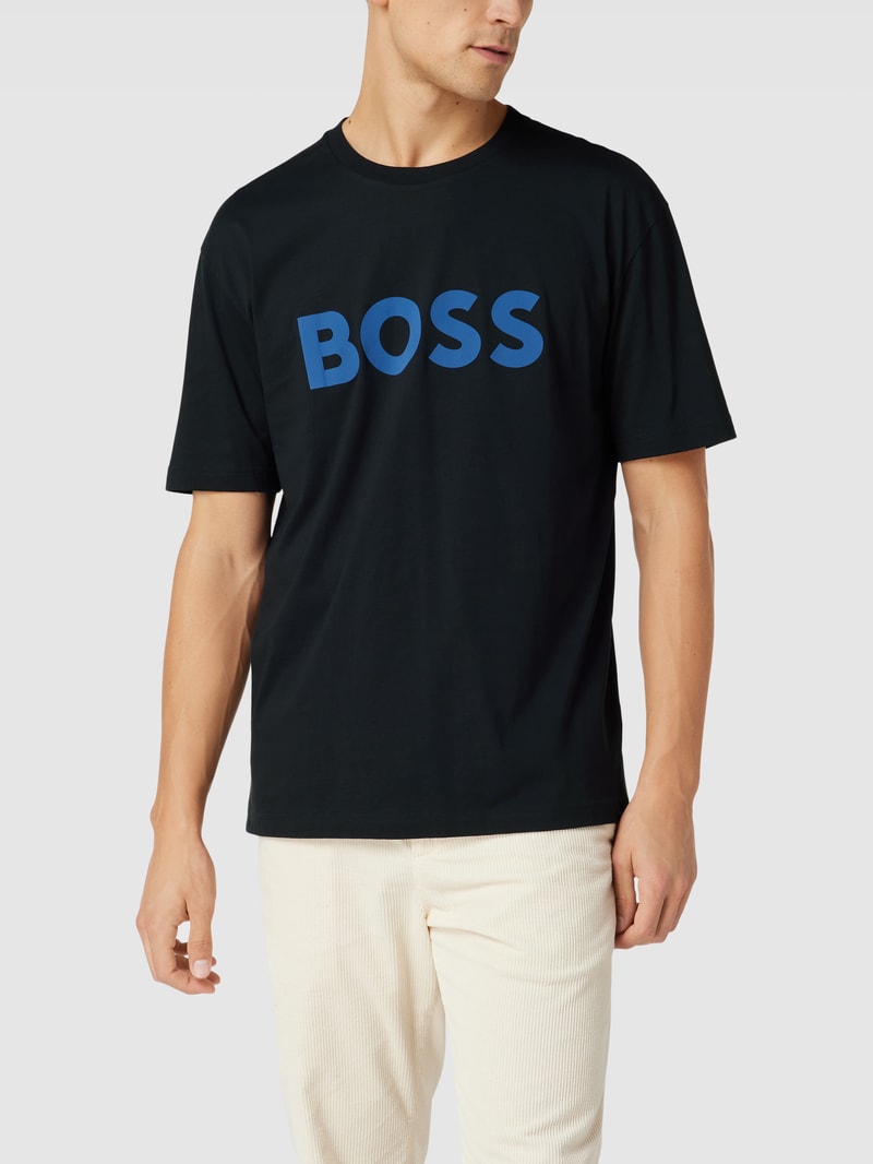 T-Shirt mit Label-Print in dunkelblau