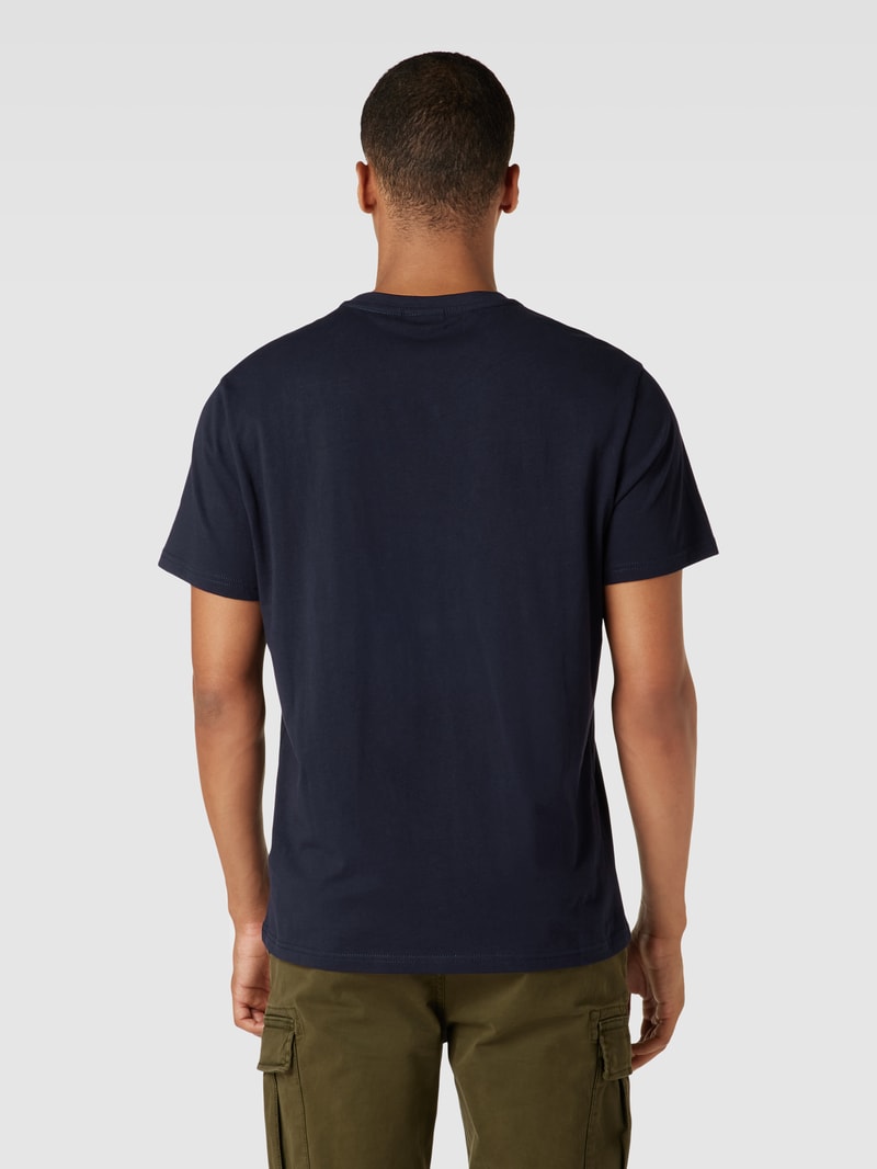 T-Shirt mit Logo-Stitching Modell 'SALIS' in marineblau