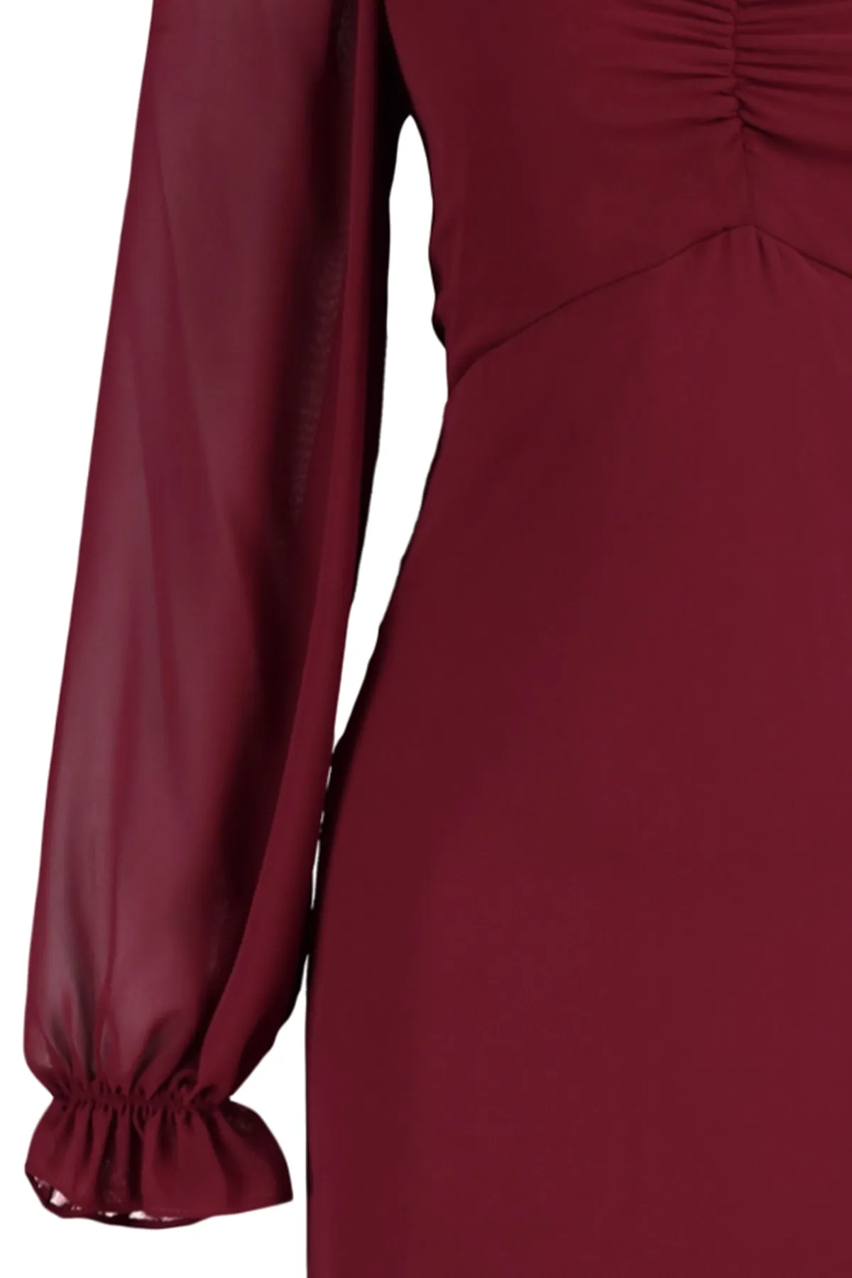 Trendyol Collection  Burgunderfarbenes Webkleid mit herzförmigem Kragen TWOAW23EL01085