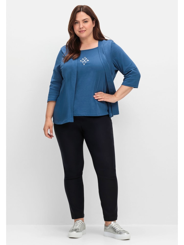 sheego Shirt in jeansblau günstig kaufen
