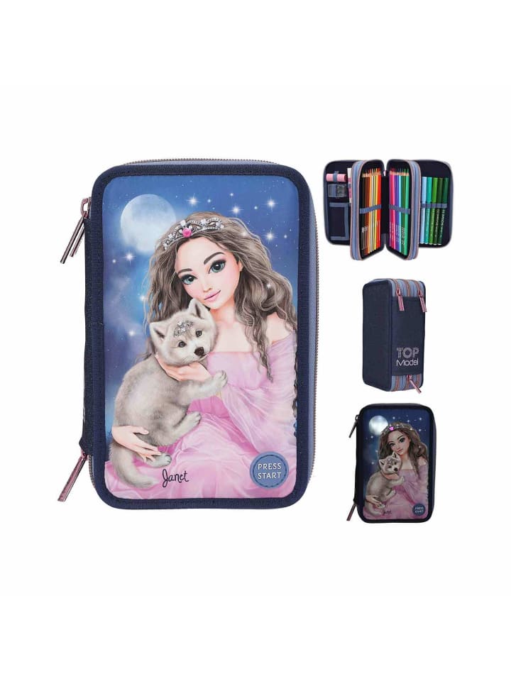 Depesche 3-Fach Federtasche TOPModel 7,5 x 13 x 20 cm in dunkelblau günstig kaufen onesize