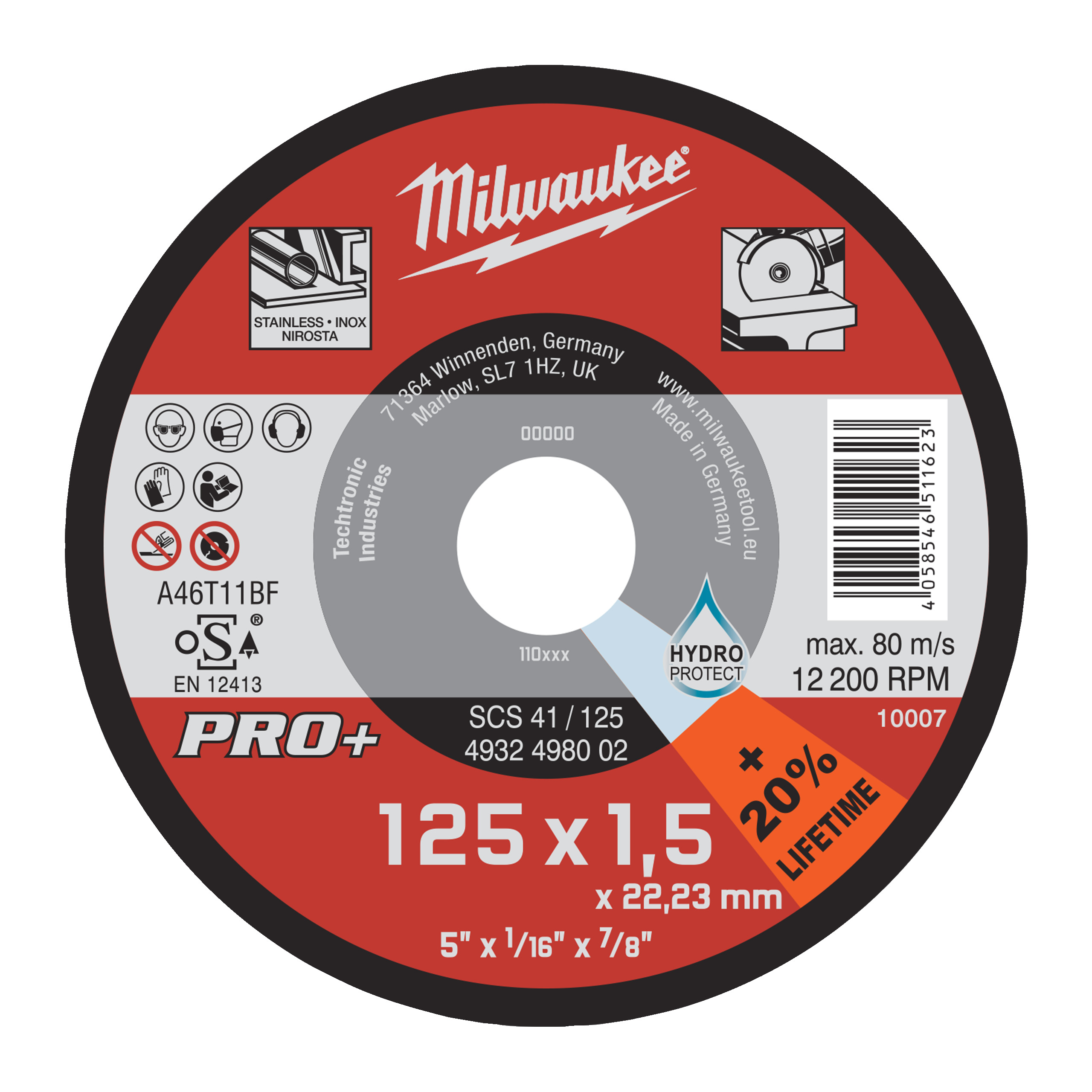 Milwaukee-lisävarusteet 4932498002 Ohuet metallikatkaisulaikat PRO+ SCS 41 / 125 x 1,5 x 22 mm - 1 kpl