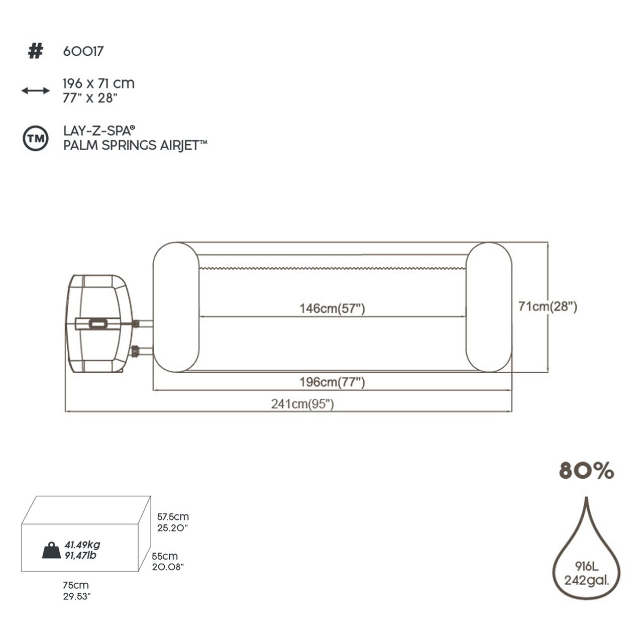 Bestway LAY-Z-SPAWhirlpool Palm Springs AirJet™ Ø 196 x 71 cm, rund