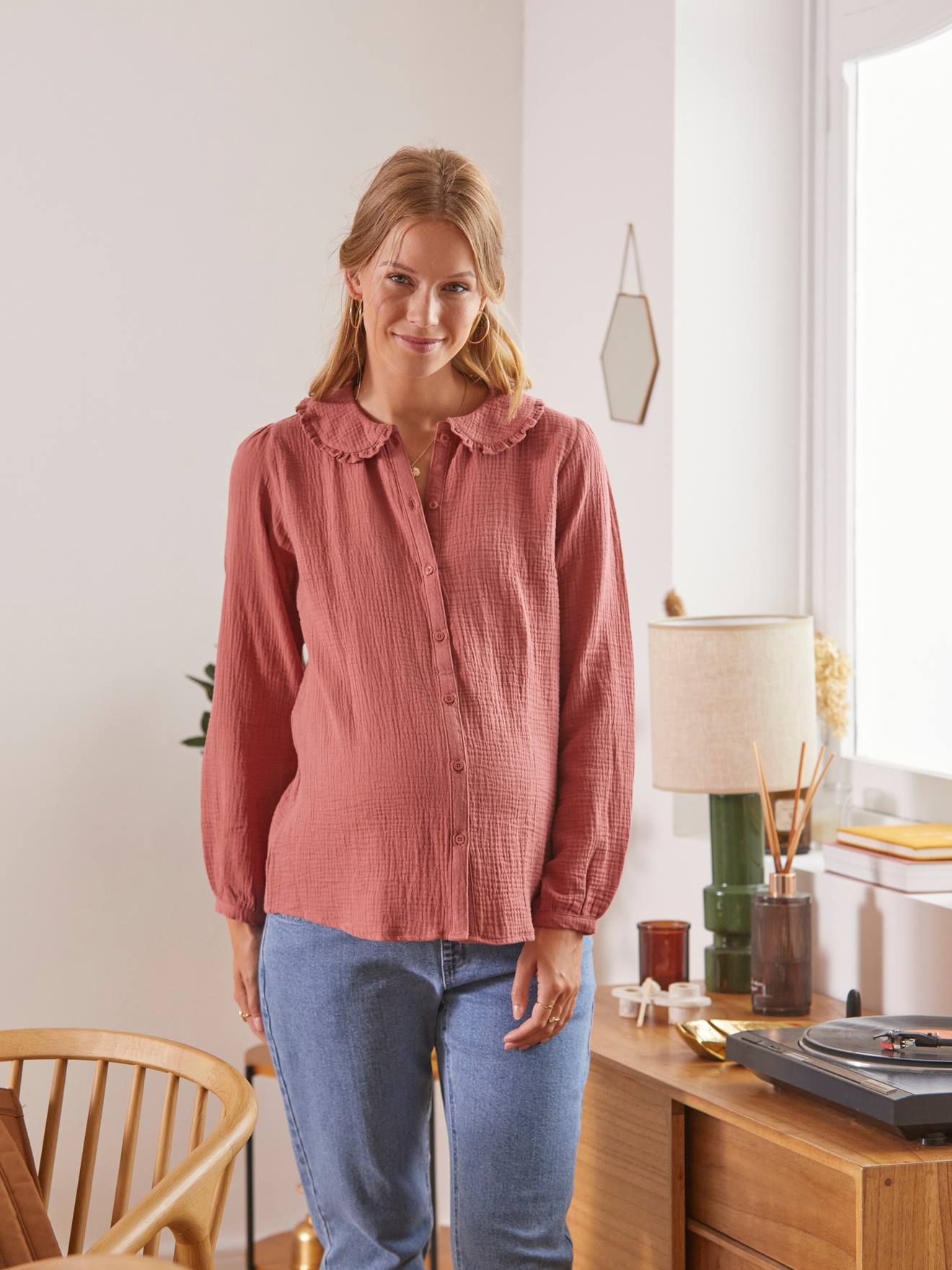 Vertbaudet Bluse, Schwangerschaft & Stillzeit - pflaume