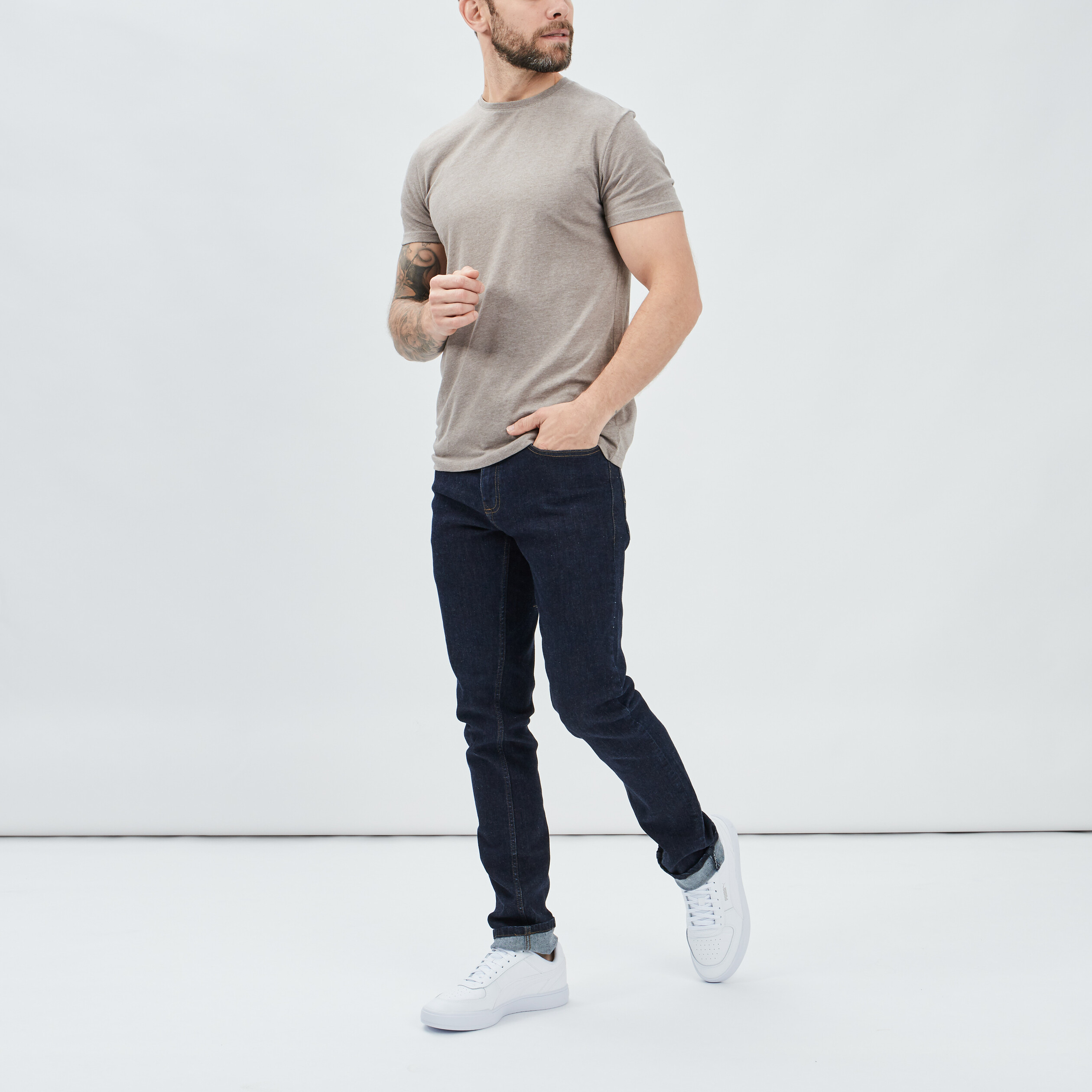 Jeans slim taille standard denim brut homme | La Halle