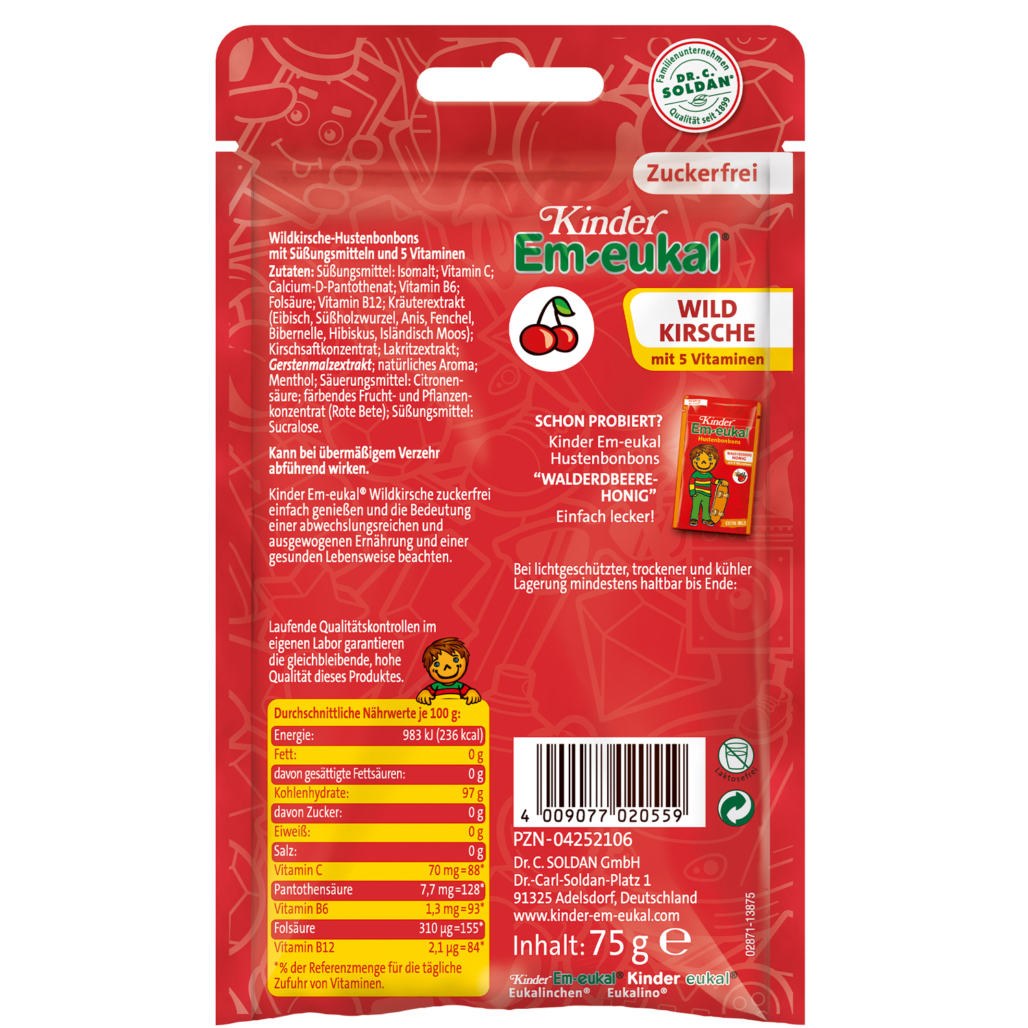 Kinder Em-eukal Hustenbonbons Wildkirsche zuckerfrei 75g
