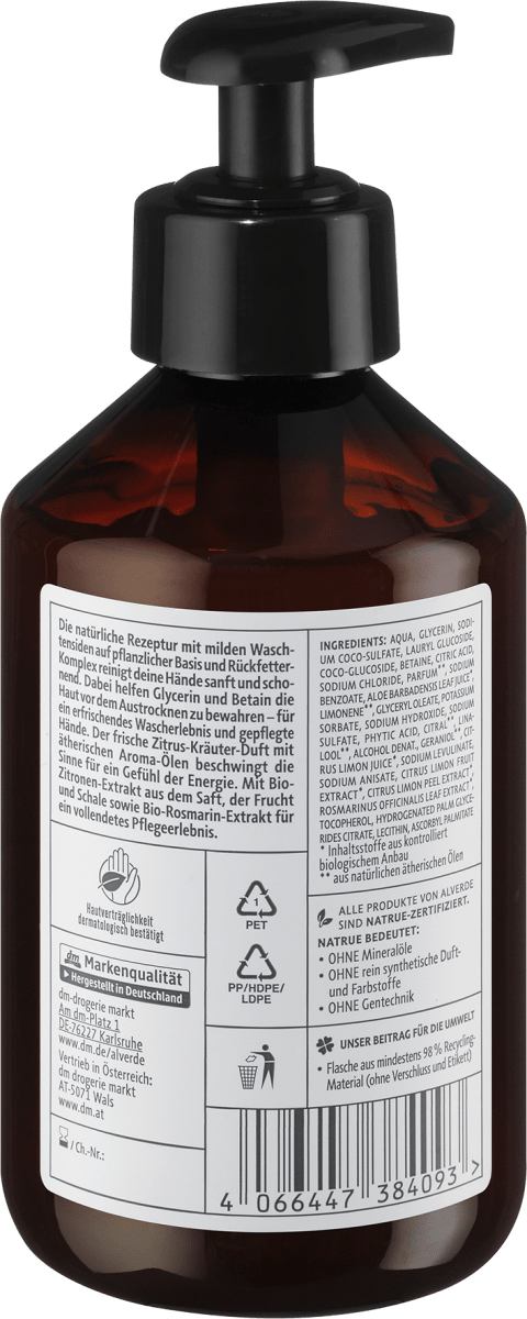 naturschön Flüssigseife Zitrone Rosmarin, 250 ml