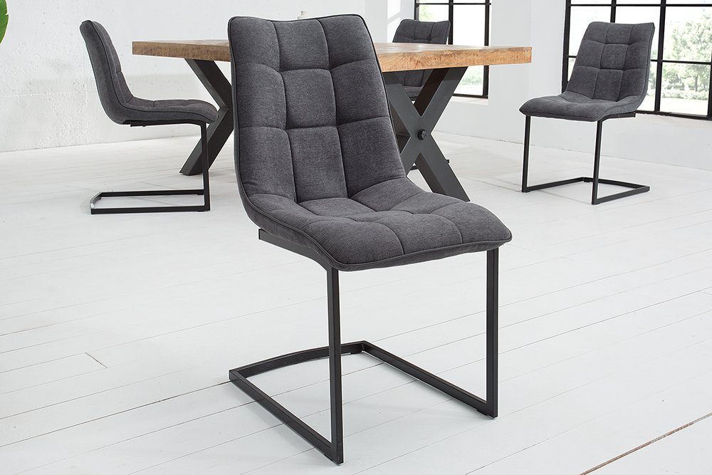 riess-ambiente Freischwinger MIAMI dunkelgrau / schwarz (Einzelartikel, 1 St), Esszimmer · Webstoff · Metall · Industrial