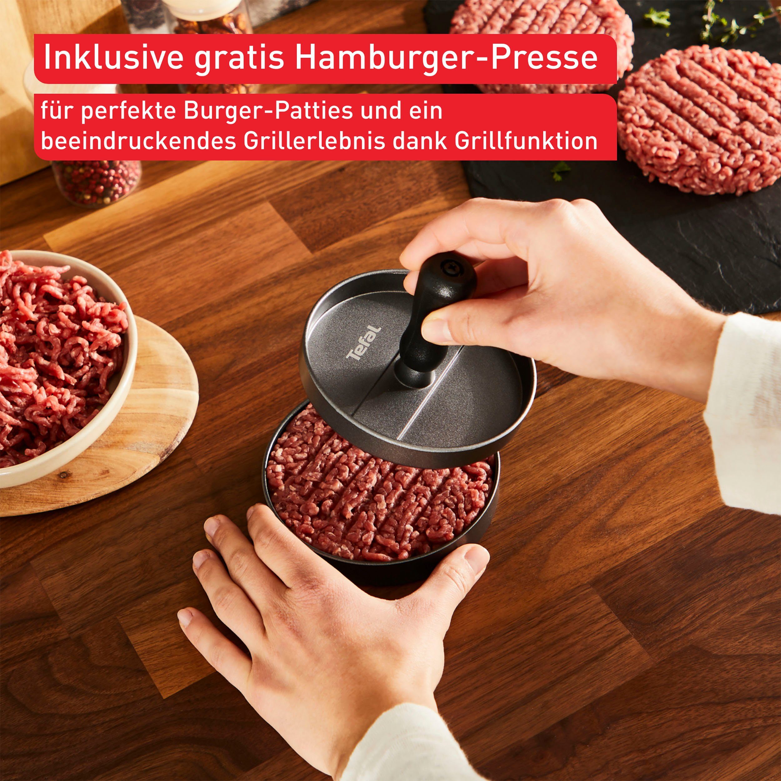 Tefal Heißluftfritteuse EY905B Dual Easy Fry & Grill Doppelkammer, 8,3 L Kapazität, 2 Laden, 2700 W, mit Hamburger Presse
