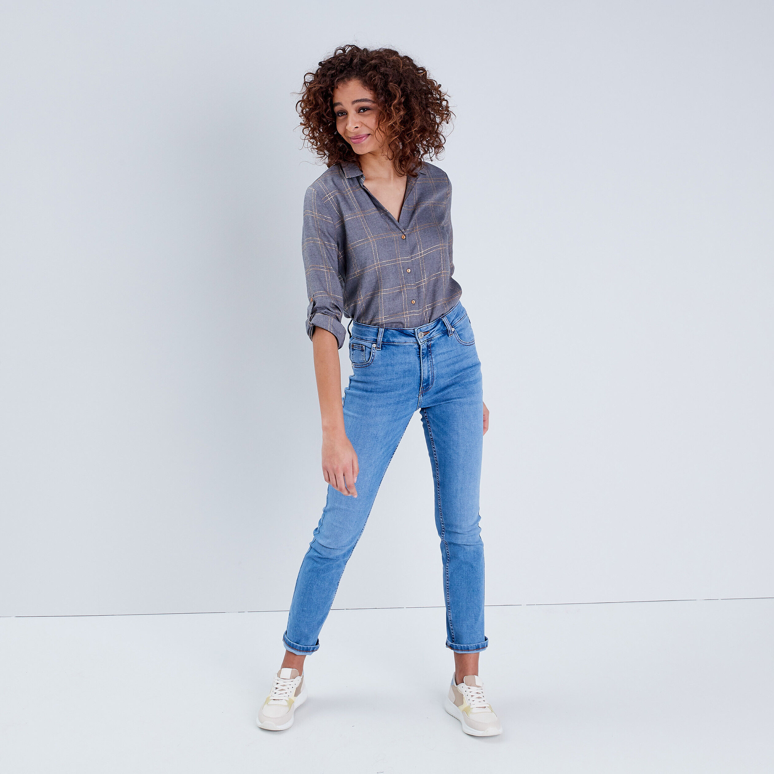 Chemise manches longues bleu marine femme | Cache Cache