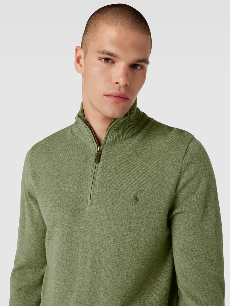 Strickpullover aus Wolle mit Logo-Stitching in sand