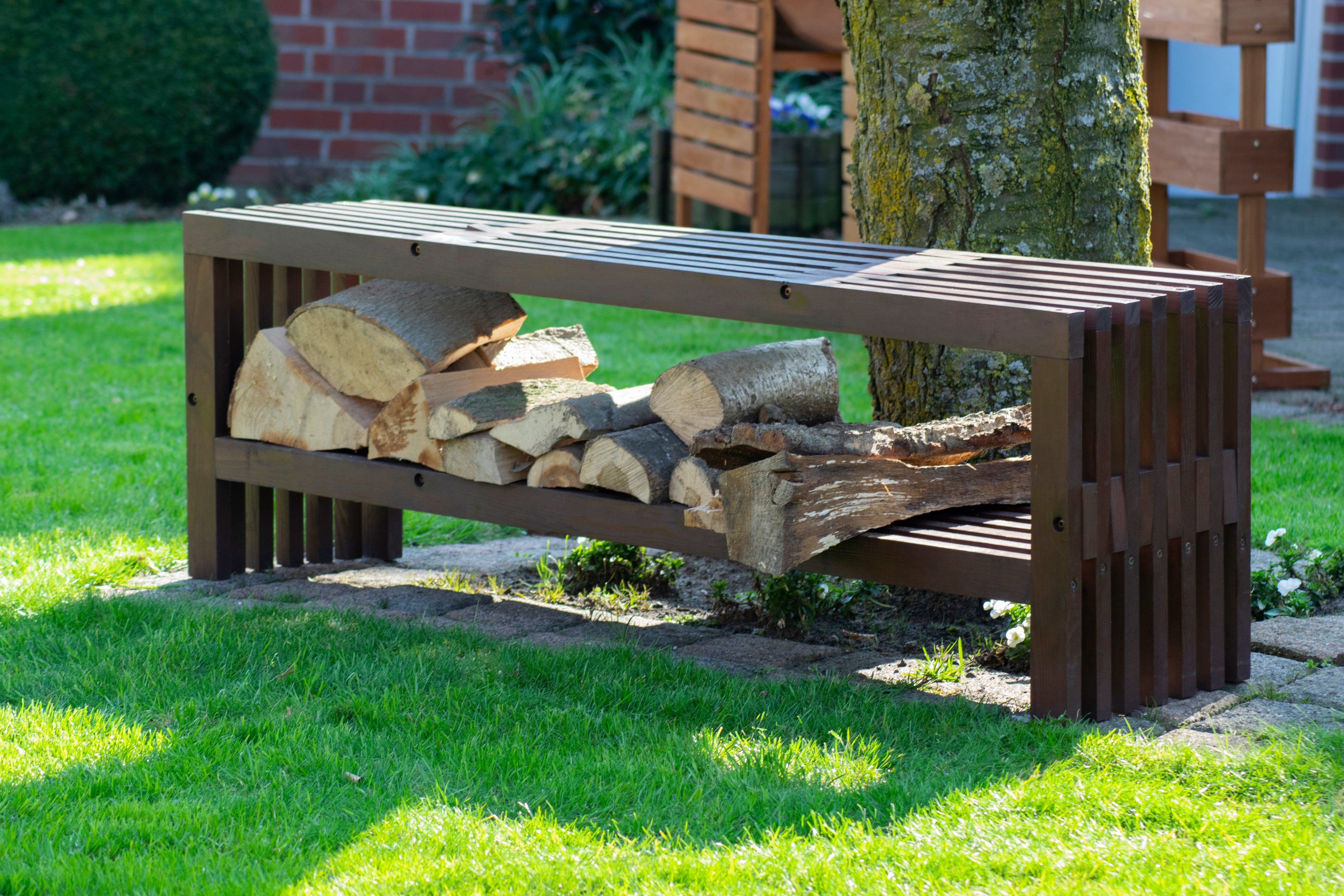 dobar Kaminholzregal Svensson, BxTxH:138x31x45 cm, Gartenbank mit Stauraum