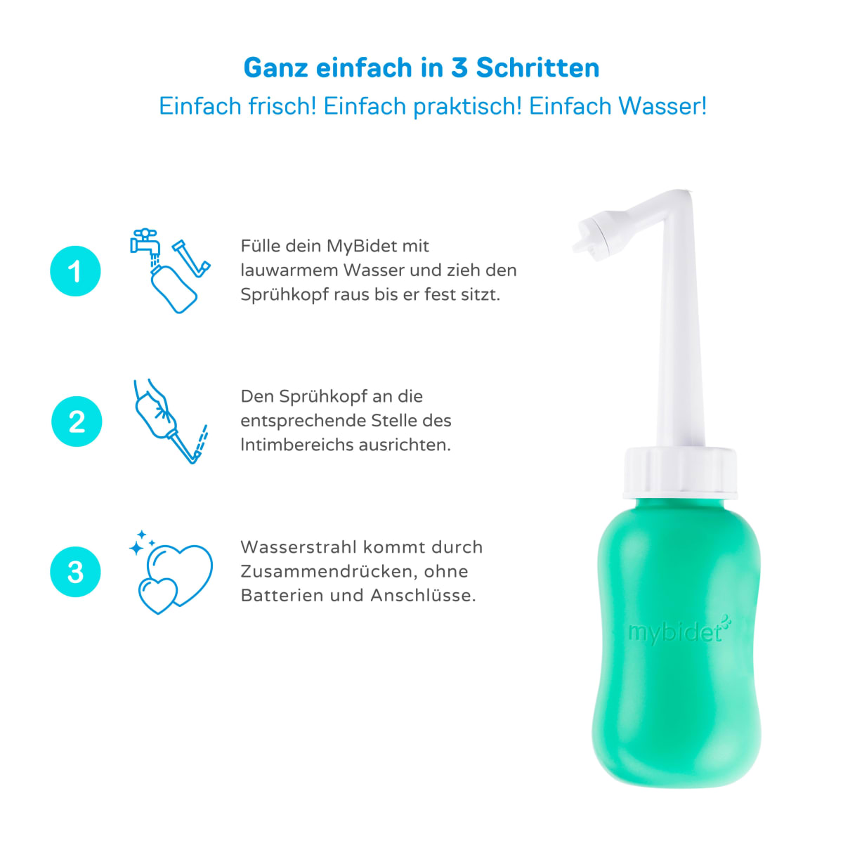Po- und Intimdusche Mint, inkl. Reisebeutel und Deckel, 1 St