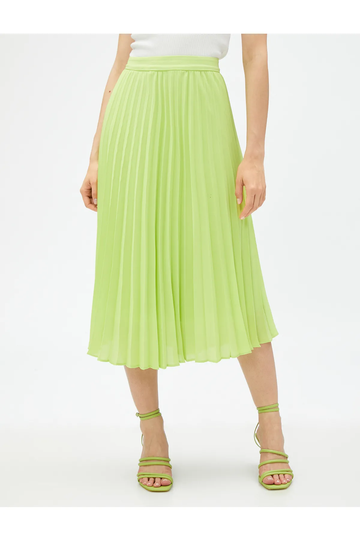 Koton  Faltenrock in Midi-Länge aus Chiffon mit elastischem Bund