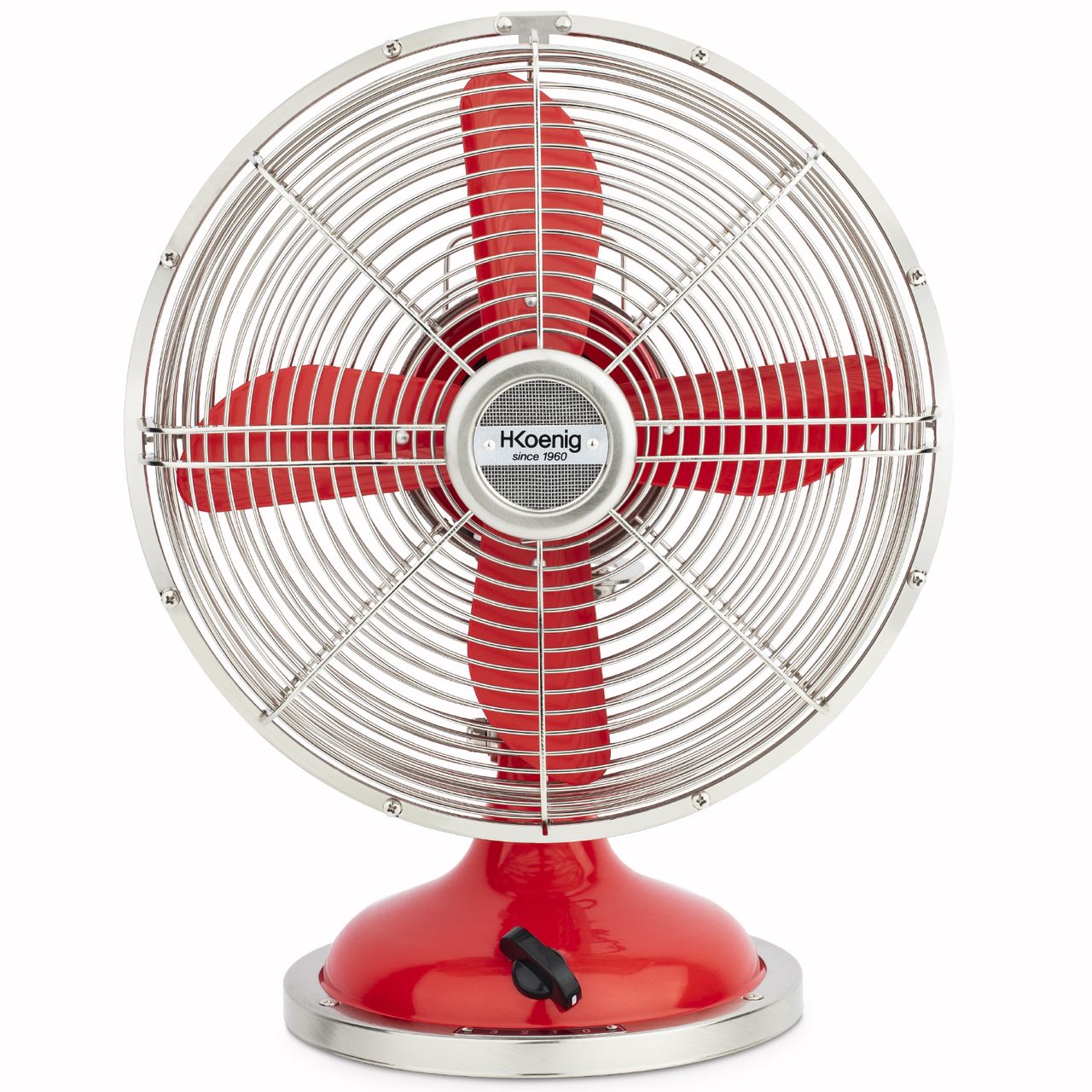 H.Koenig Elektrischer Tischventilator im Retro-Stil, rot