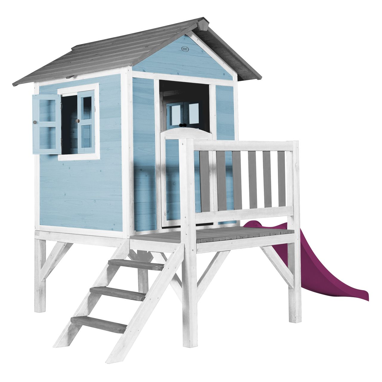 AXI Lodge XL Spielhaus Karibisches Blau - Lila Rutsche