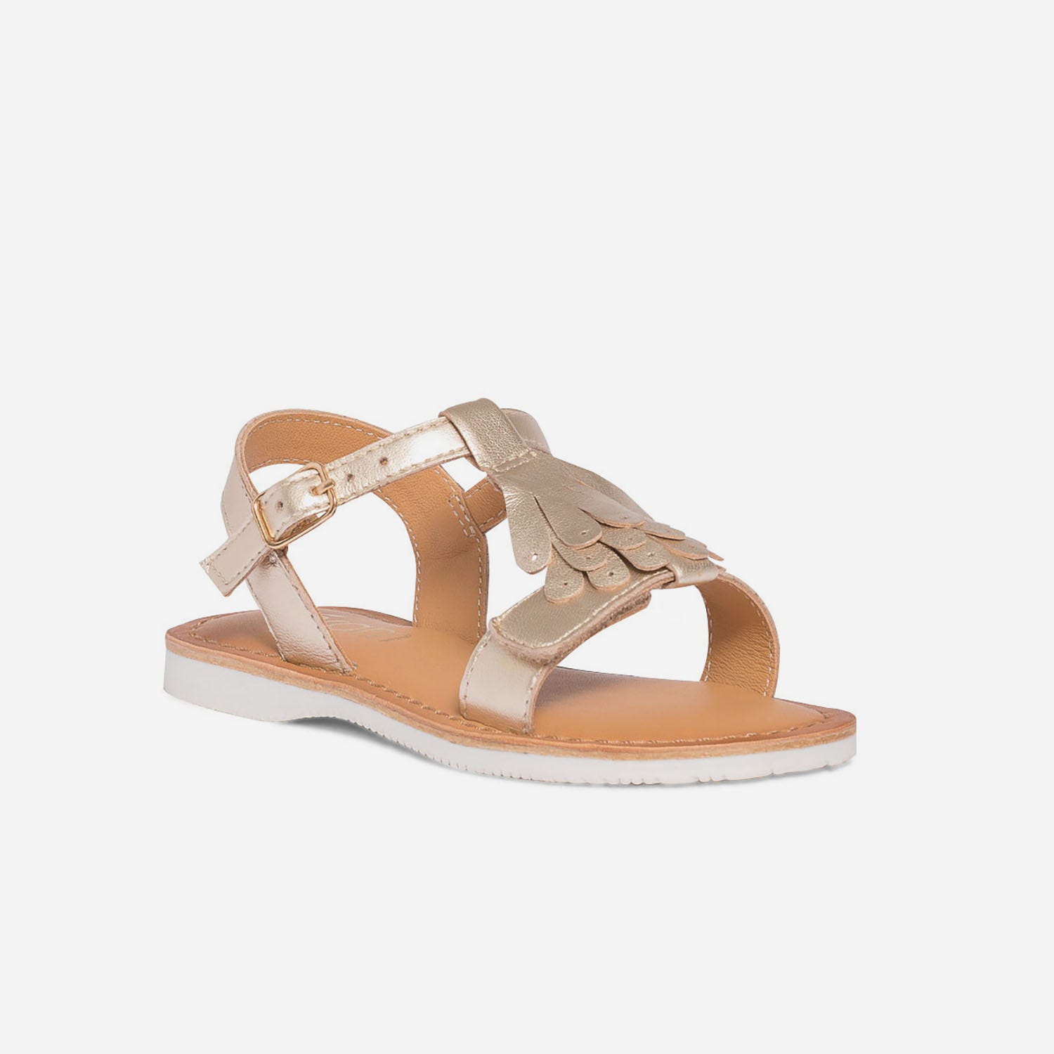 Sandale or en cuir avec décors amovibles