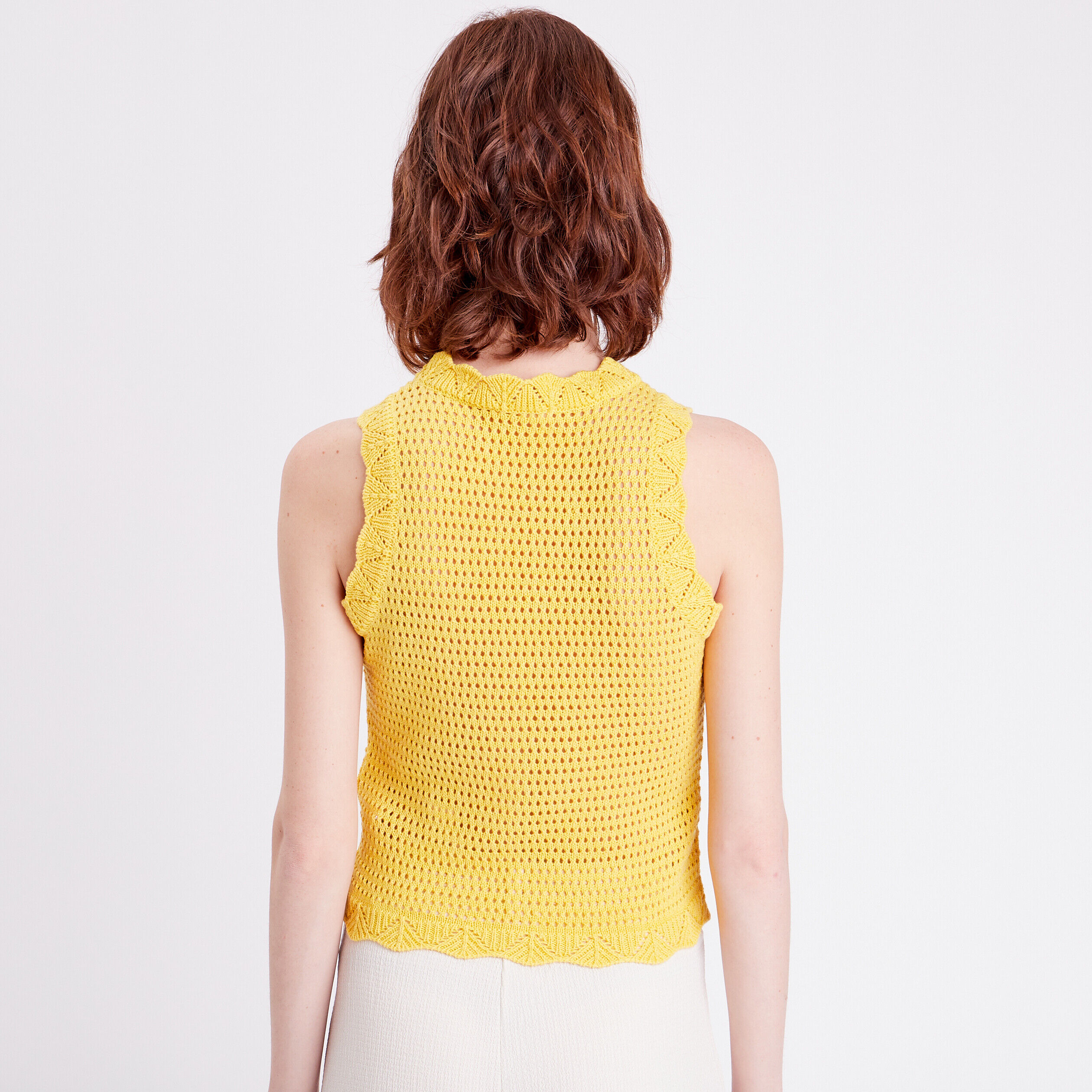 Débardeur aspect crochet jaune fluo femme | Cache Cache