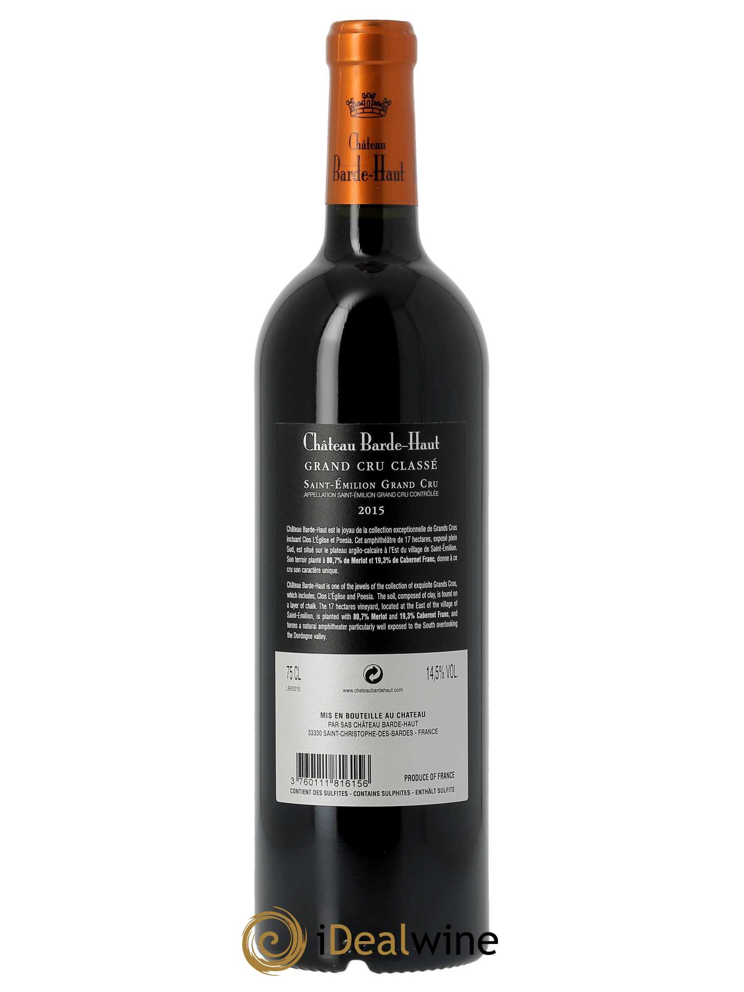 Château Barde Haut Grand Cru Classé  2015 - Lot de 1 Bouteille