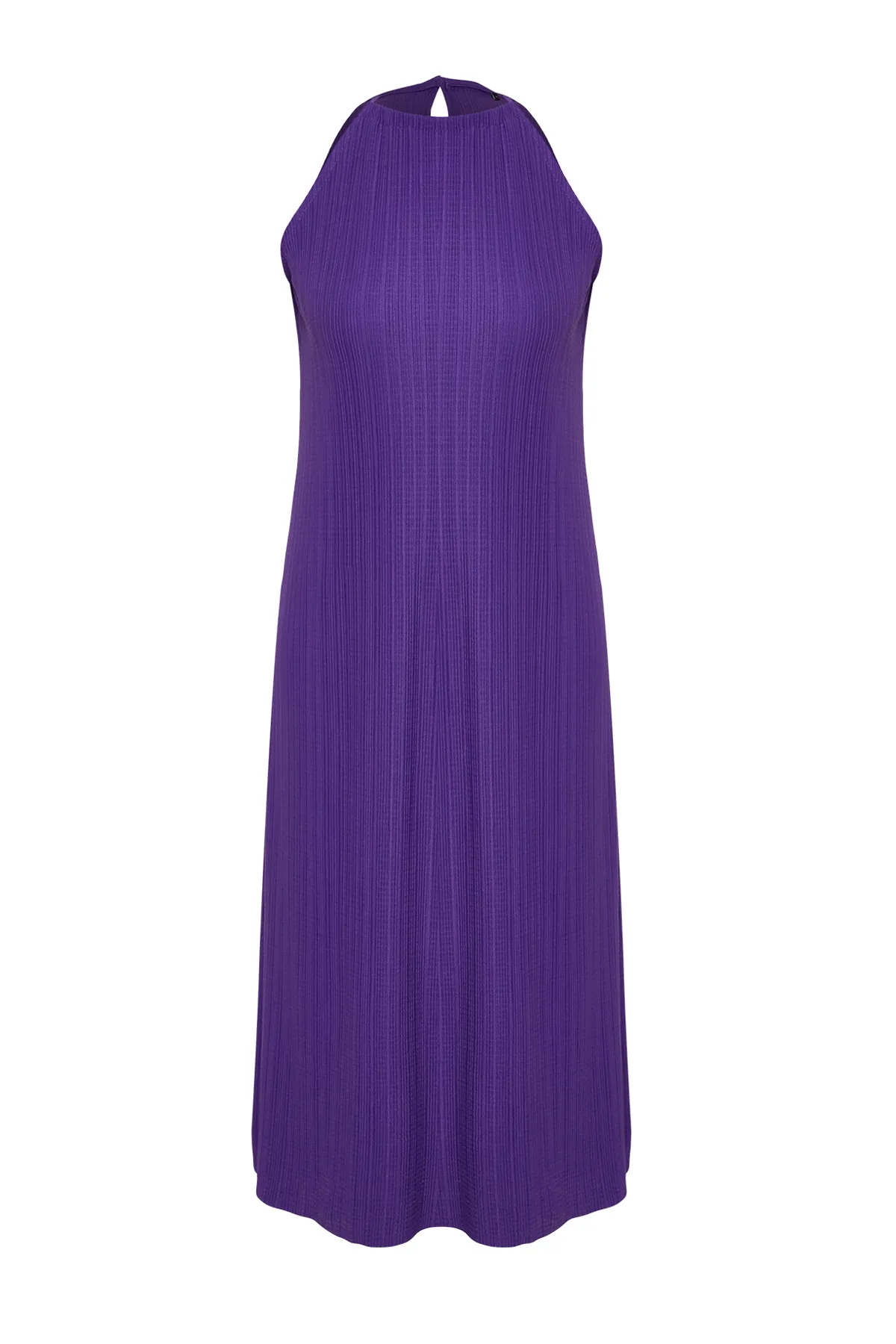 Trendyol Collection  Lila Etuikleid/einfarbiges, ärmelloses Midi-Strickkleid mit Falten TWOSS23EL00752