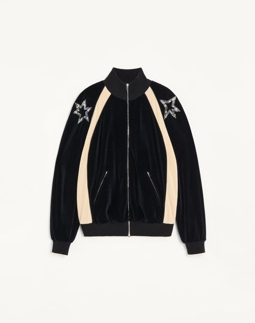 Sweat-shirt zippé Valentino avec broderie panthère et étoiles à sequins