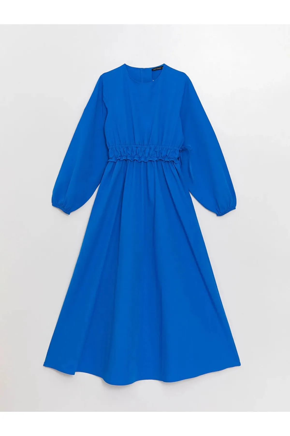 LC Waikiki  Lcw Modest Damenkleid aus Popeline mit geradem Rundhalsausschnitt und langen Ärmeln