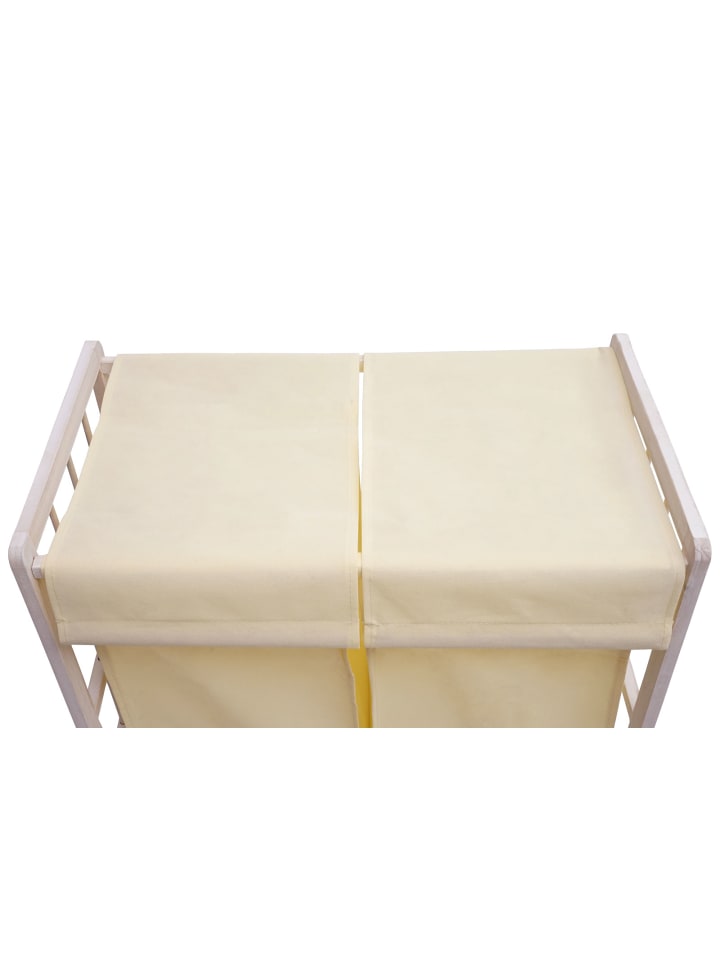 MCW Wäschesammler B60 mit 2x Wäschesack, Shabby weiß, Bezug creme günstig kaufen onesize