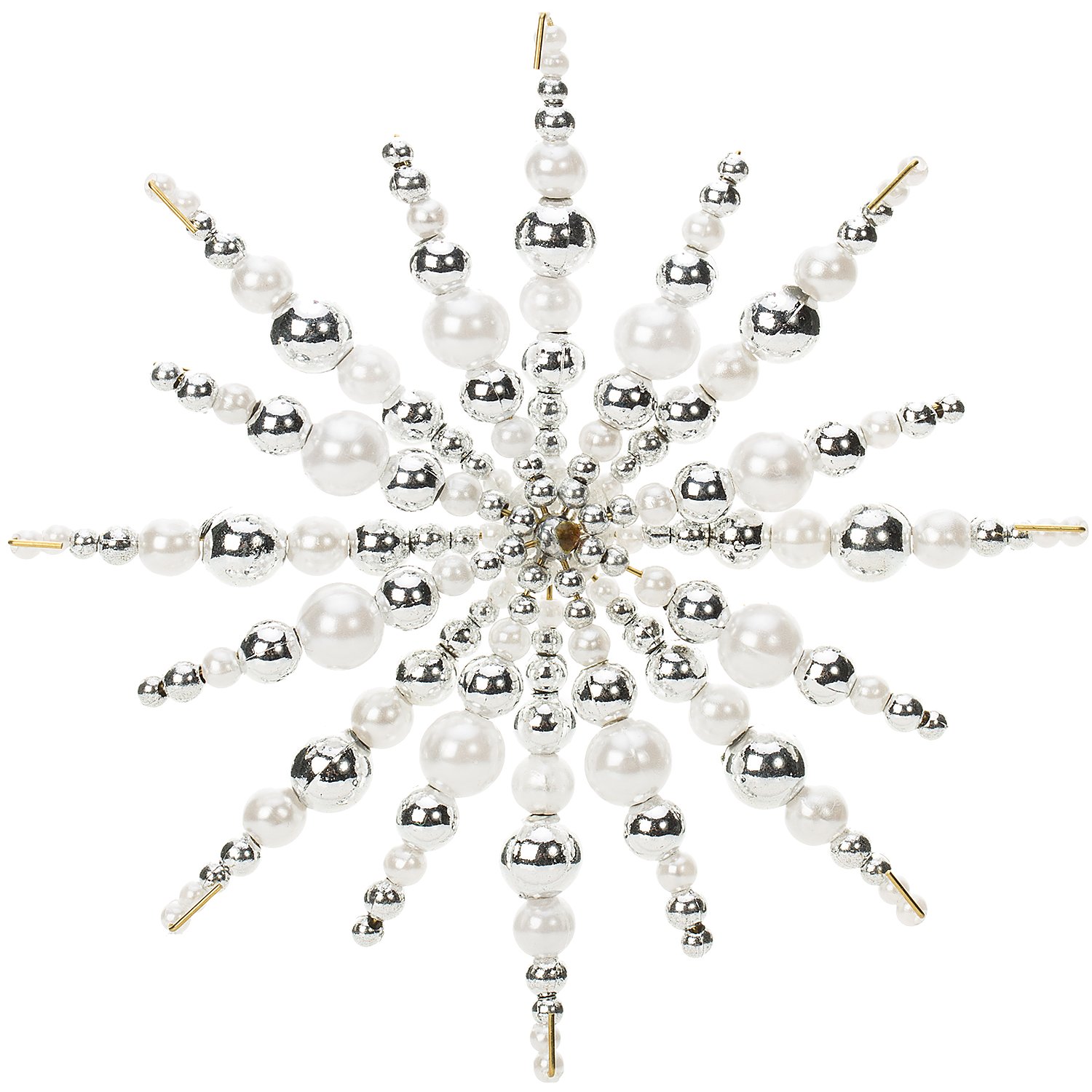 Drahtsterne-Set, weiß-silber, 10 Sterne