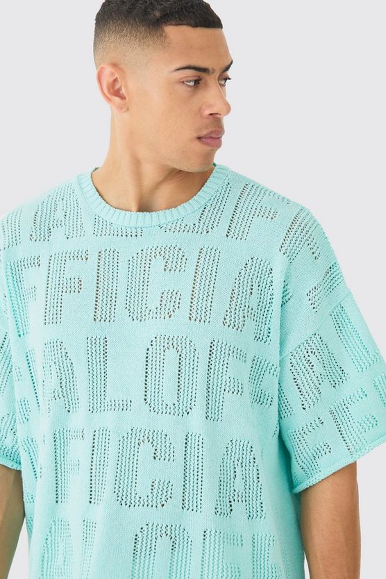 Oversize T-Shirt in Hellblau mit Logo