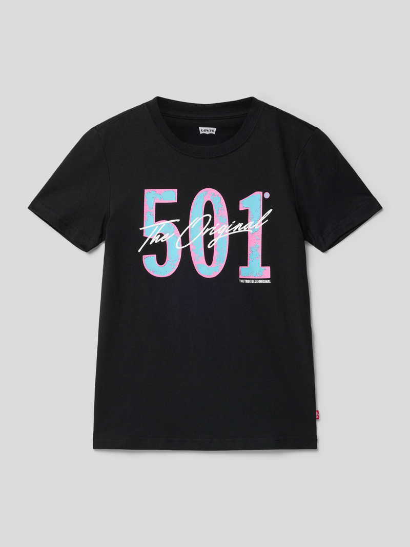 T-Shirt mit Label-Print Modell '501' in schwarz