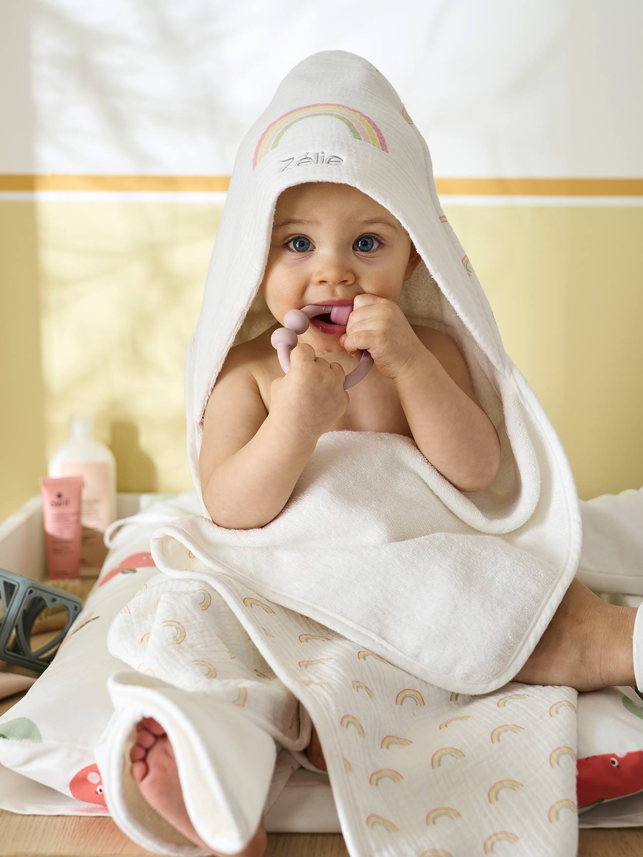 Cape de bain Rainbow personnalisable blanc imprimé
